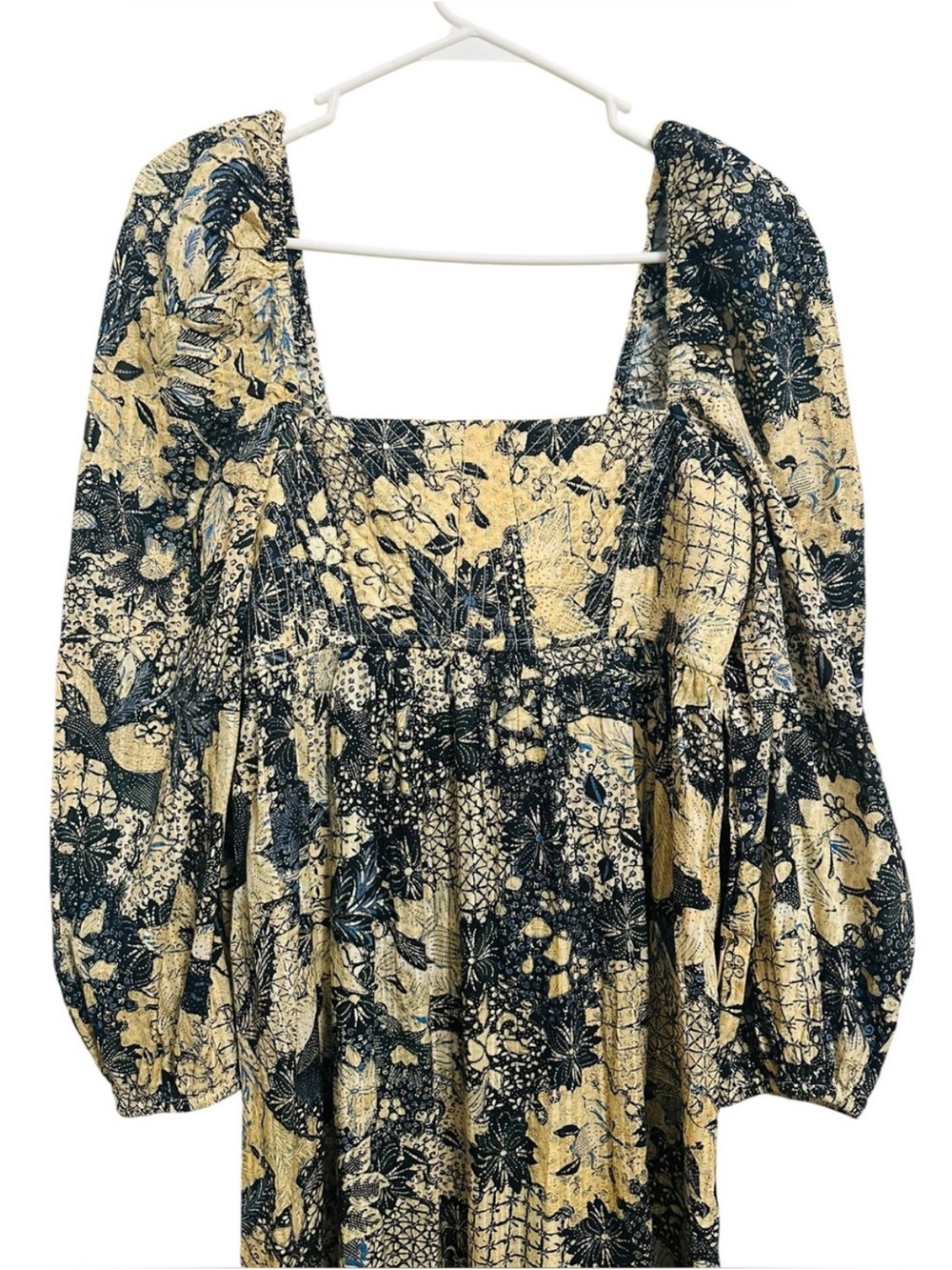 ULLA JOHNSON Natilda Boho Patchwork Floral Puff Sleeve Square Neck Maxi Dress - Picture 6 of 12